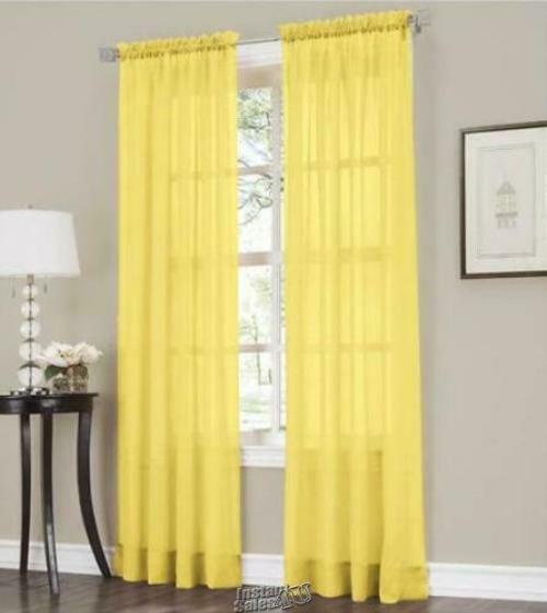 Erica Crushed Voile Panel Pairs Yellow 51″ W x 84″ L
