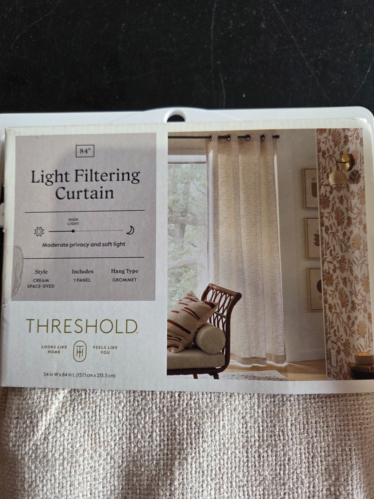 Threshold Light Filtering Textured Weave Window Curtain Panel Beige 54″x84″ 2Pcs