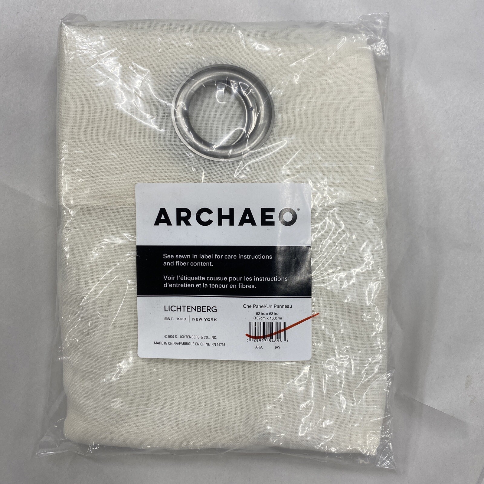 52×63” Archaeo Akari Textured Linen Blend Grommet Curtain Panel In Ivory