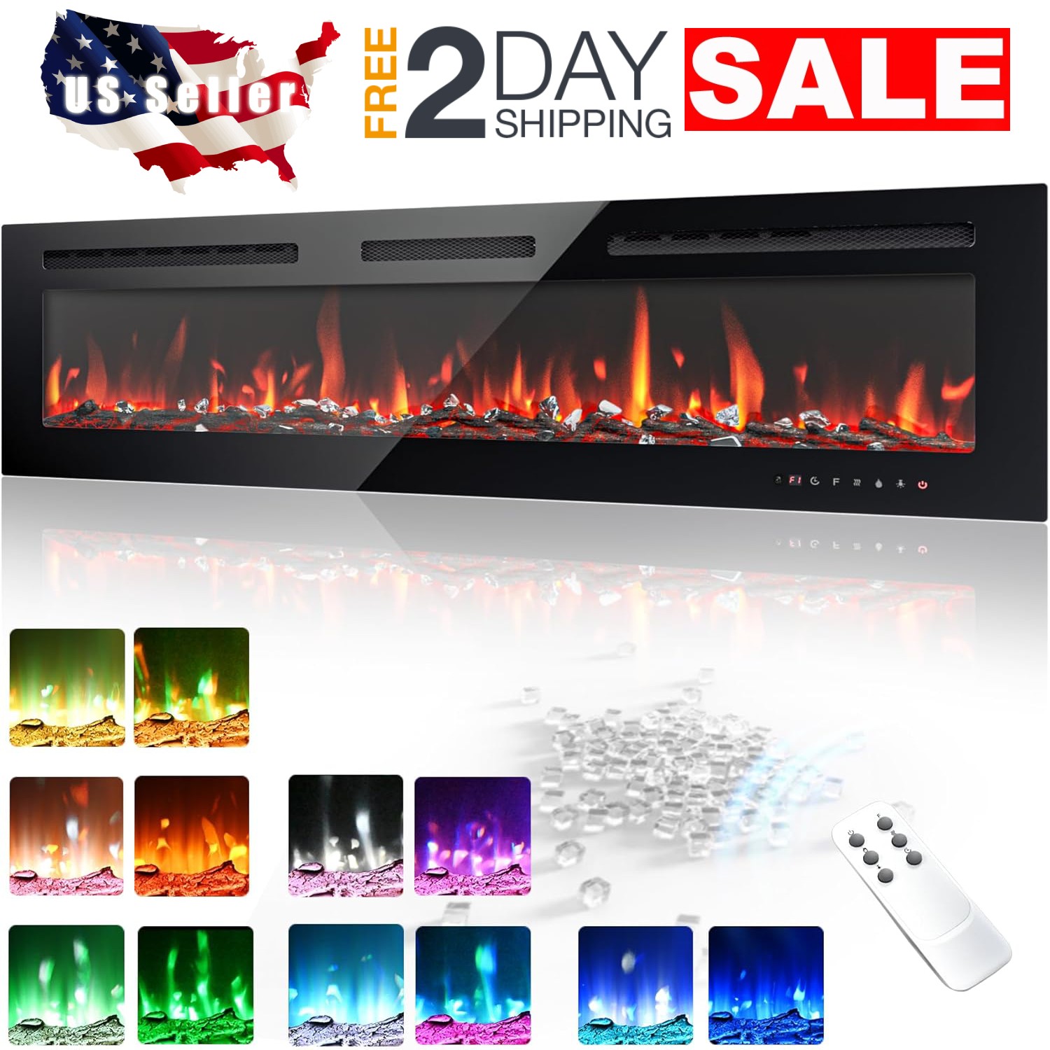 Chimeneas. Electricas Decorativas De Pared LED Para La Sala Modernos 60 Pulgadas