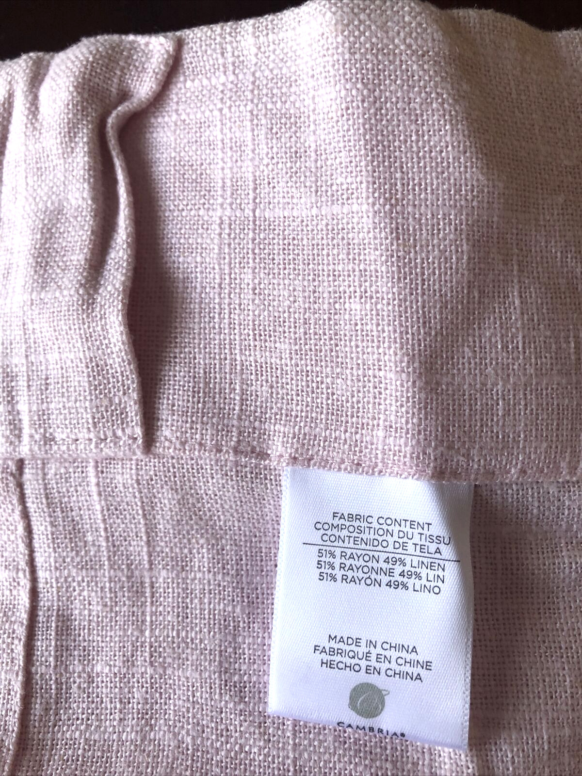 Cambria Malta 82-Inch Rod Pocket Back Tab Single Curtain Panel in Pink