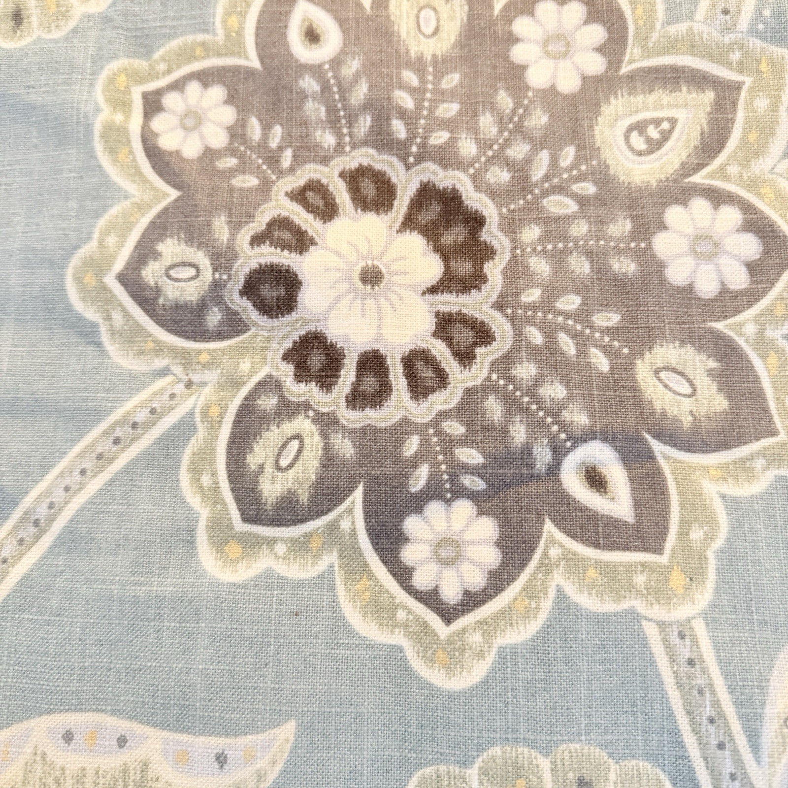 Custom Braemore Linen Blend Floral Lined Curtain Panels Ankara Pond 99×94 SET