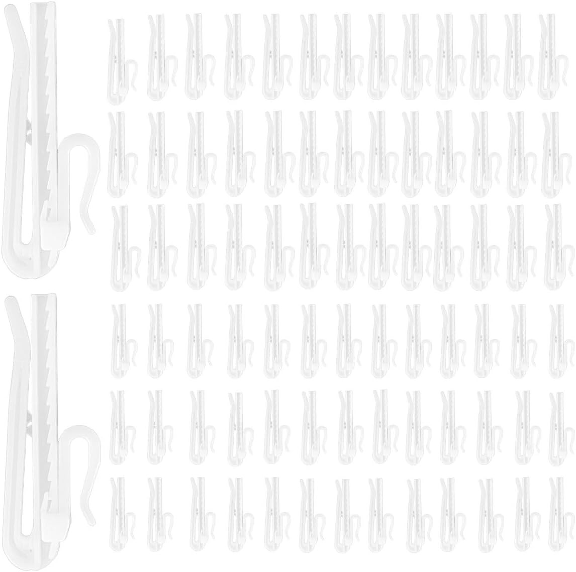 Adjustable Pinch Pleat Curtain Hooks Curtain Clips Plastic 50 Pieces with Rat…