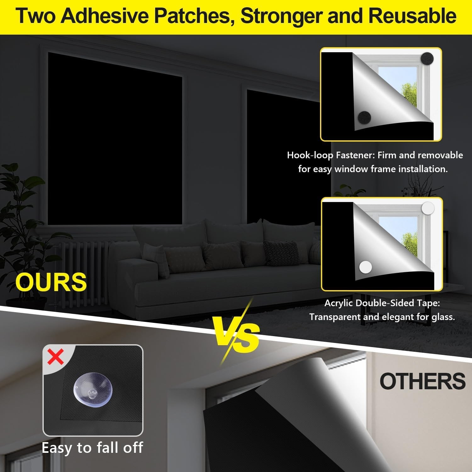 Blackout Curtains for Bedroom Window Cover Film Sun Light Blocker No Drill 57