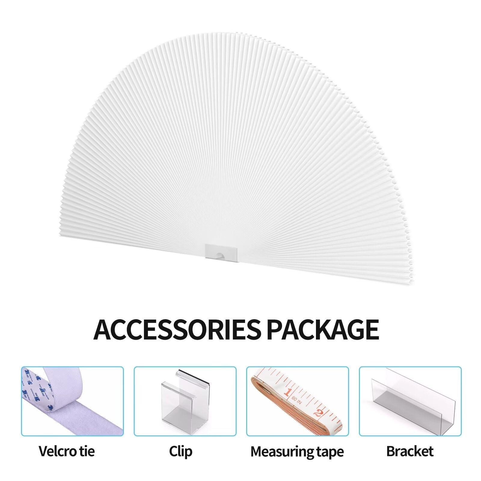 Light Filtering Half Circle Cellular Shades – Cordless No Drill Blinds (2PCS, 24