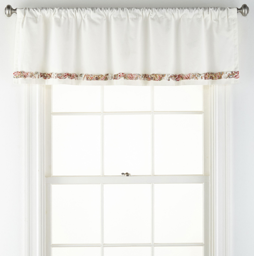 JCPenney Home Amelia Rod-Pocket Tailored Valance 54″ X 17″ New White