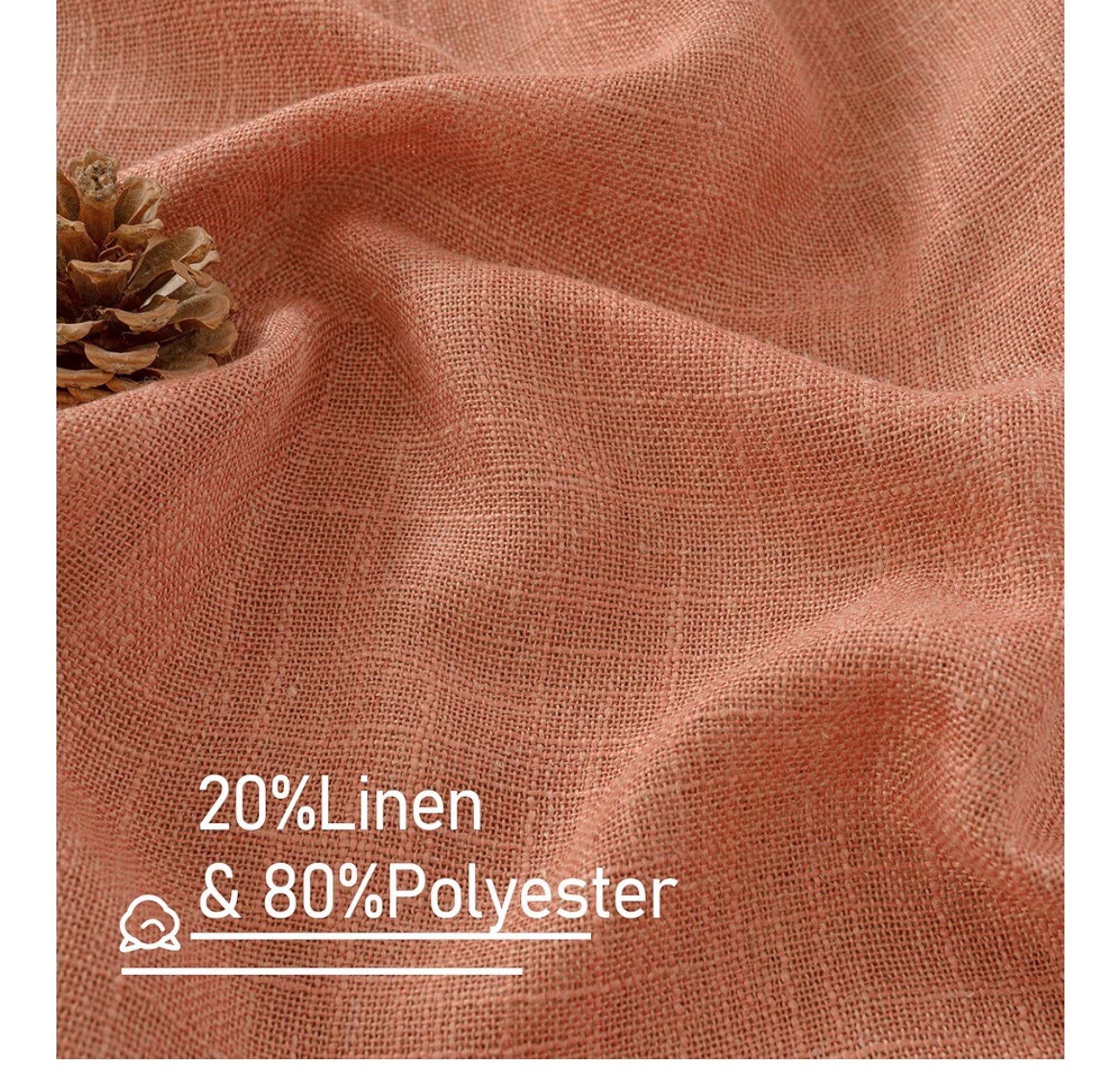 LAMIT- Curtains Terracotta-colored linen semi-translucent 2 panels 34”x63”inches