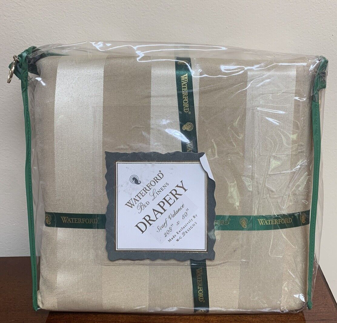 New – Waterford Window Covers – Scarf Valance ~ Gold ~ One Panel Fabric 208 x 50