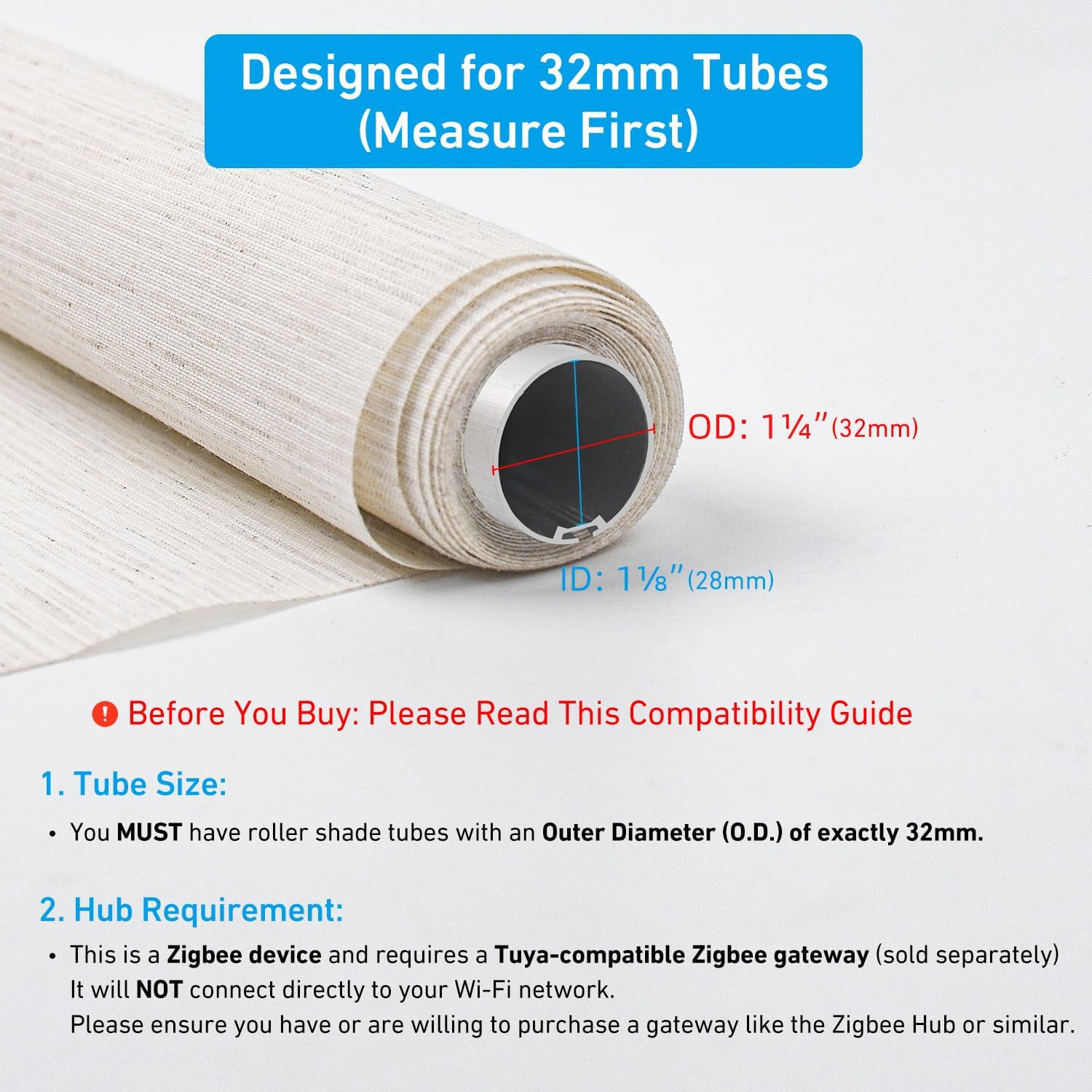 Zigbee Smart Roller Shade Motor – Rechargeable, Alexa & Google Home Compatible