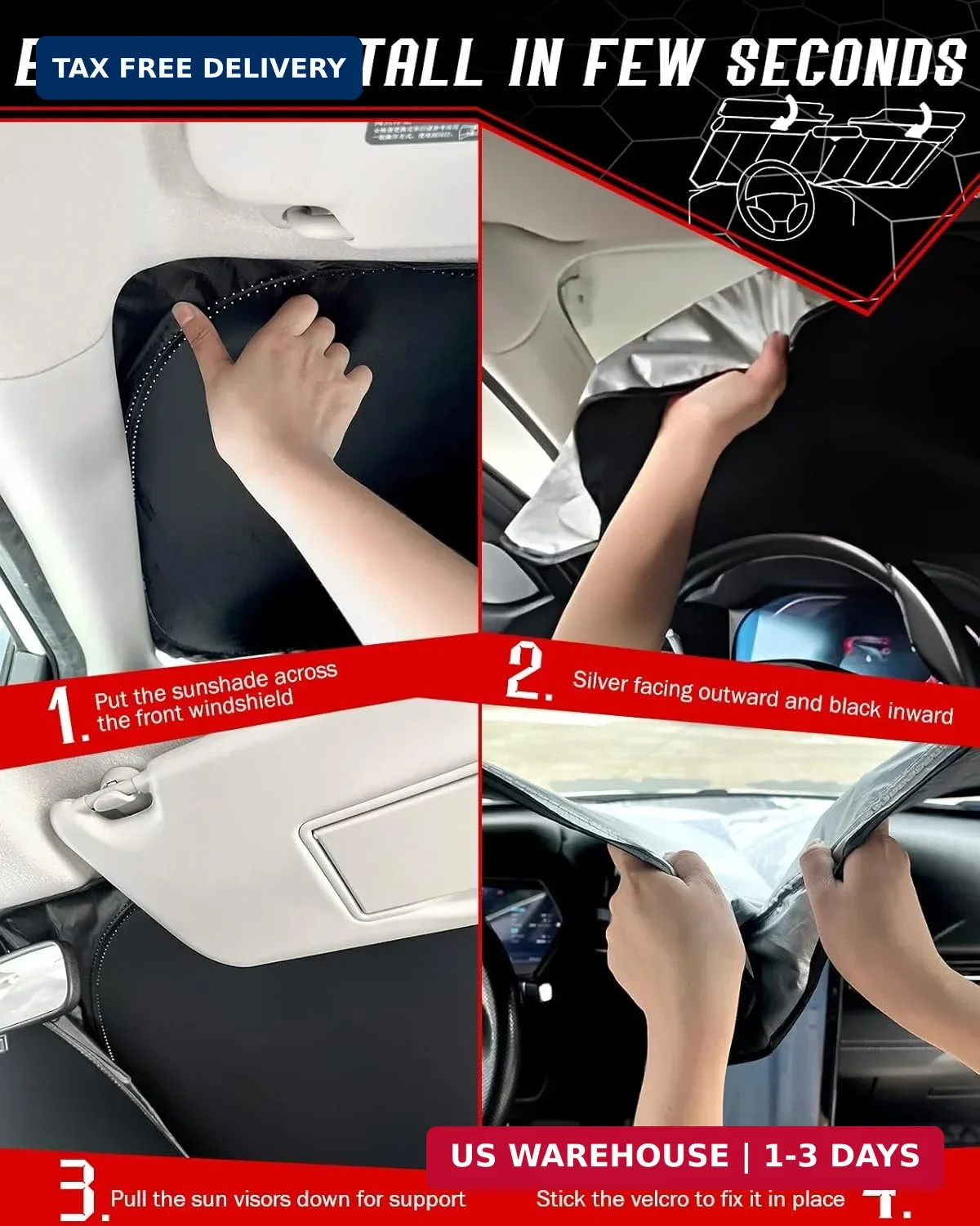 Custom Fit Windshield Sun Shade for Mazda 3 2019-2025 2026 Hatchback/Sedan, Fold