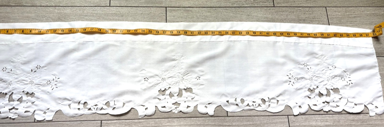 Battenburg Embroidered Cut Out Lace Curtain Valance Rod Pocket White 57” X 14”