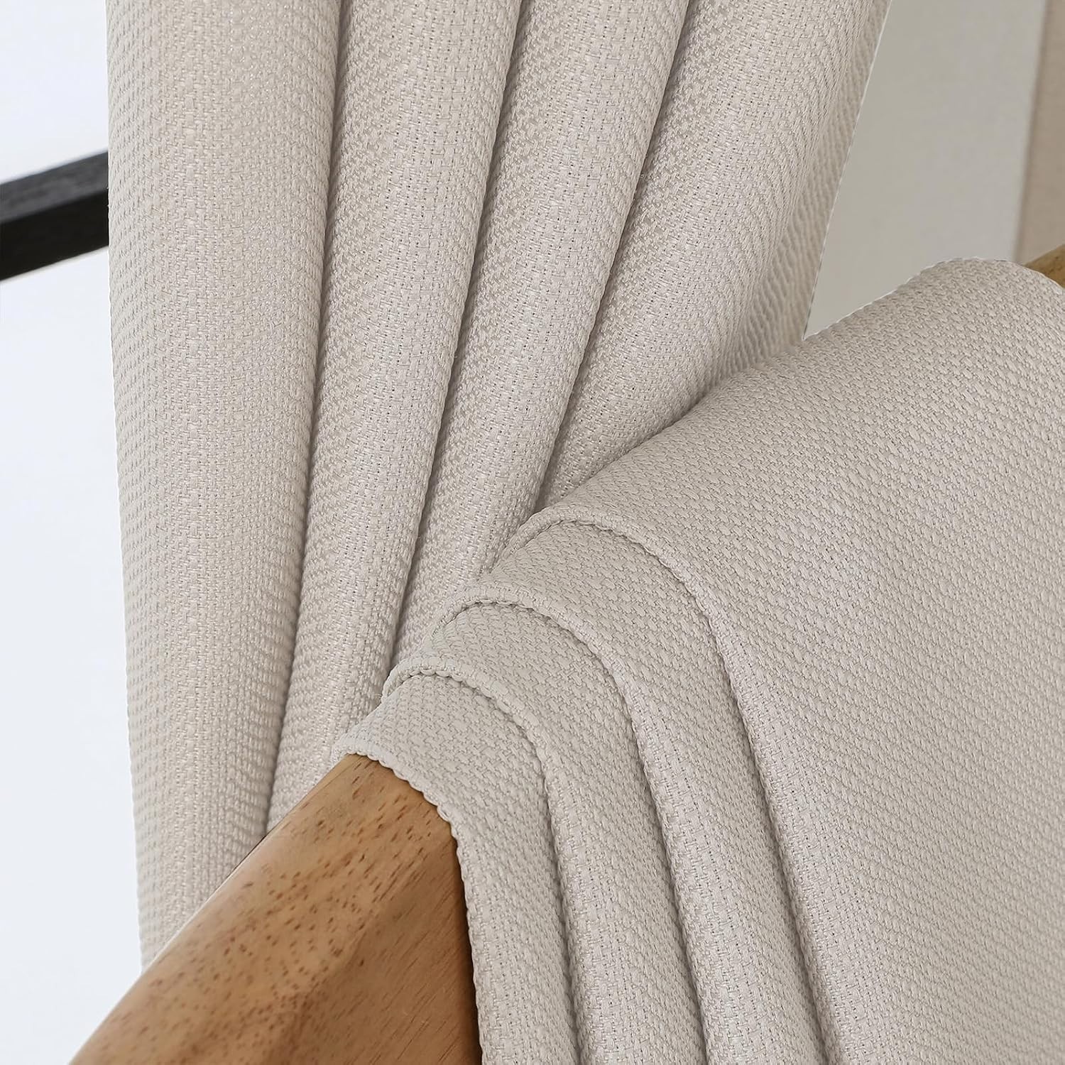 Moon Beige Valance for Windows, Light Filtering Faux Linen Textured Small Win…