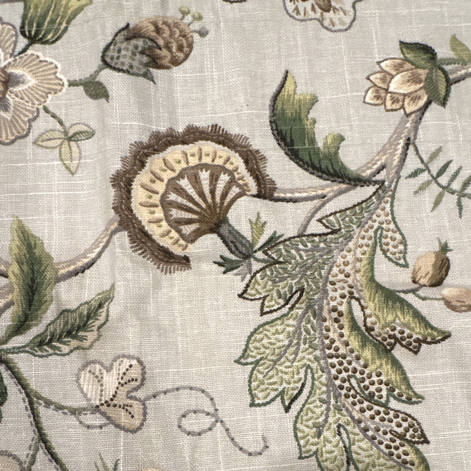 Rod-Pocket Lined Single Valance, 50×17, Floral, Scalloped, Light Blue, Green