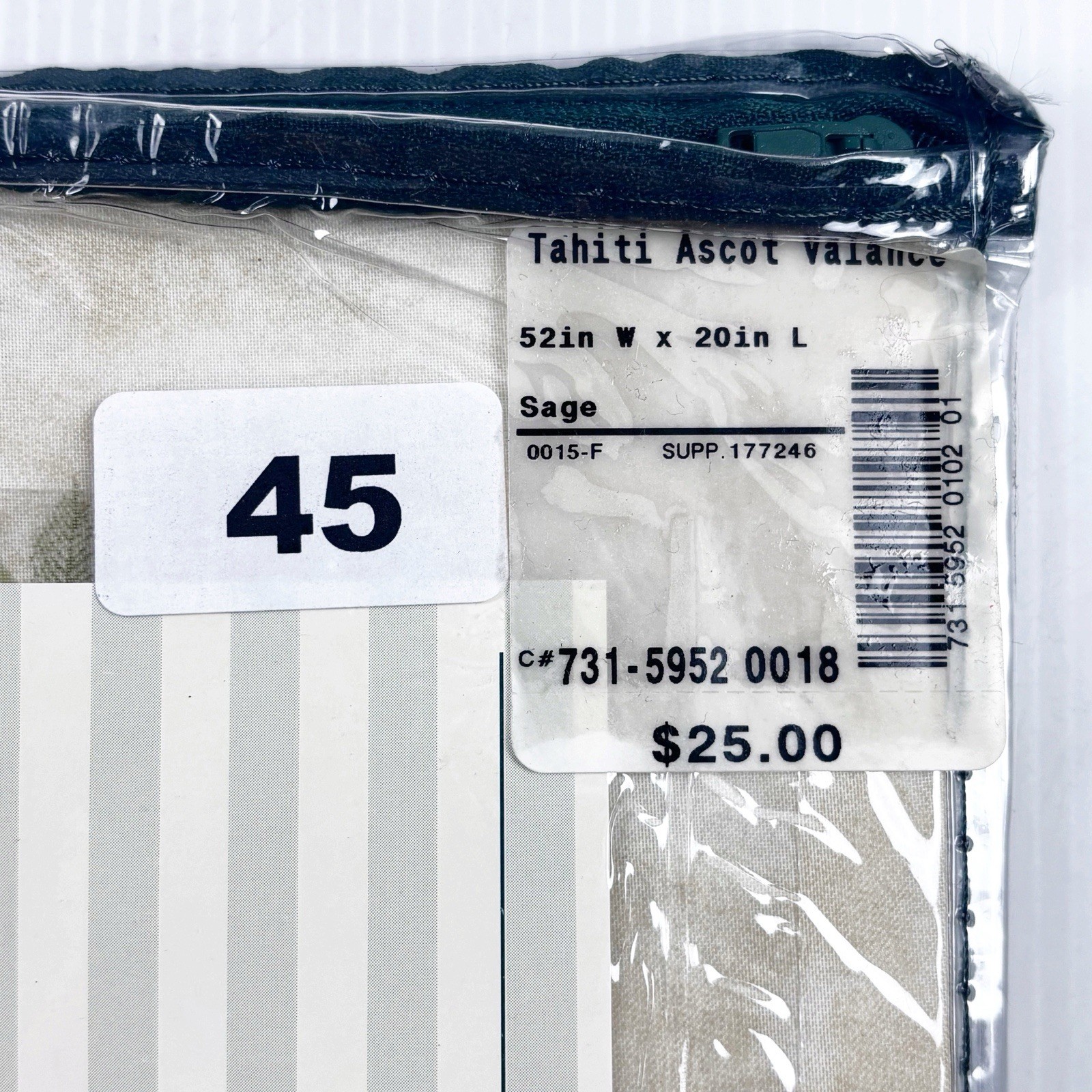 ONE Waverly Sheer VALANCE ASCOT ~ Tahiti Sage 52 x 20” Palm Trees New in Package