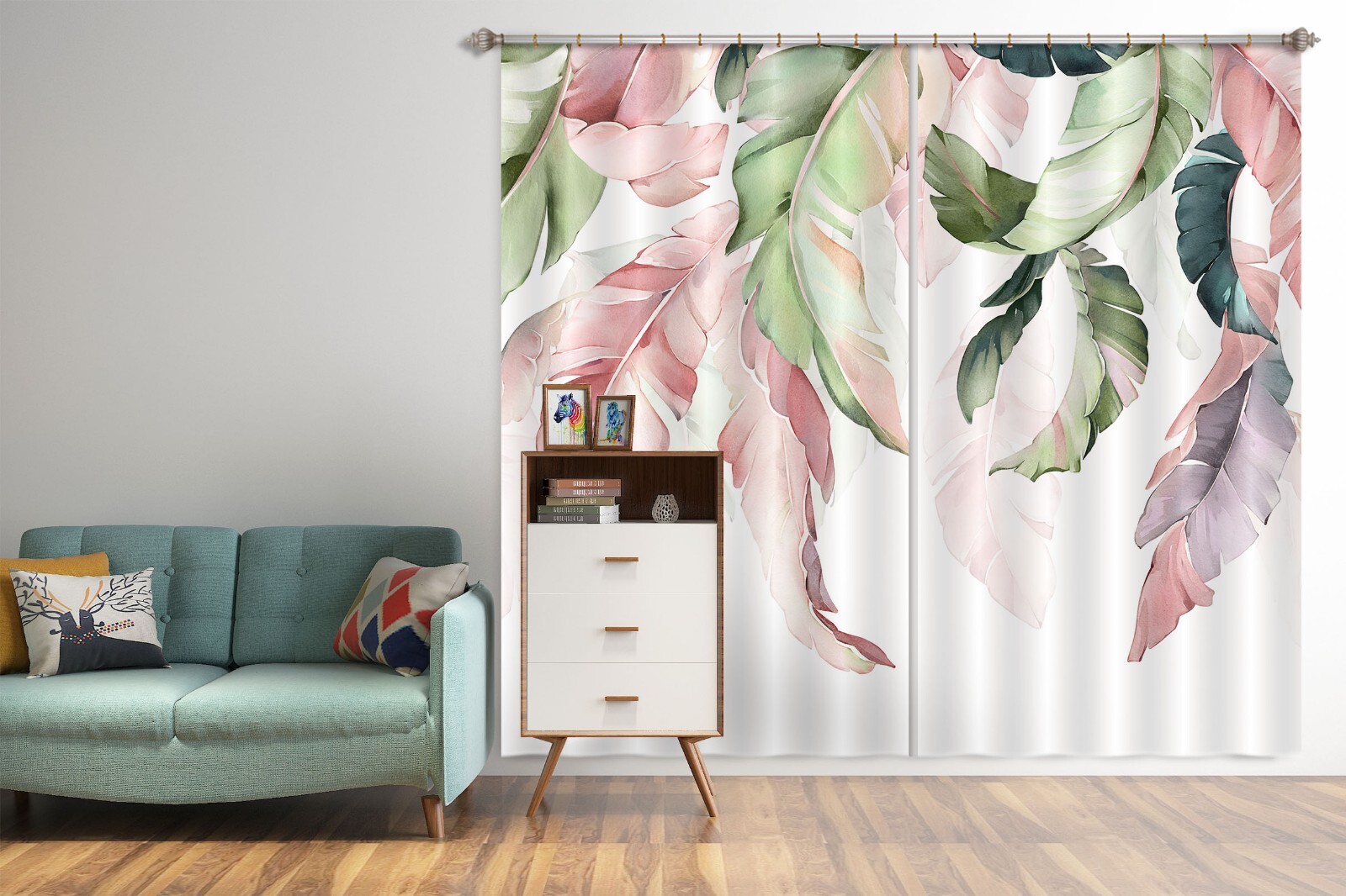 3D Pink Green Leaves A6256 Photo Curtain Window Blockout Fabric Amy 2024