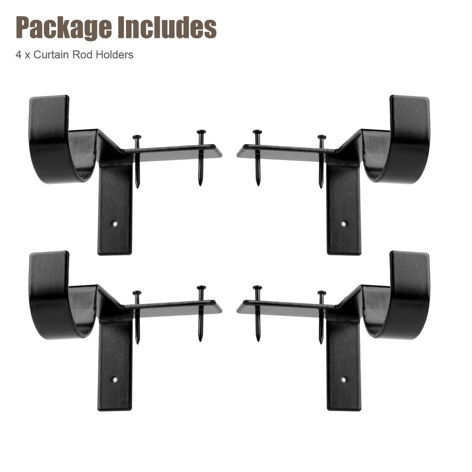 4Pcs Curtain Pole Brackets No Drill Curtain Rod Holder Into Wooden Window Frame