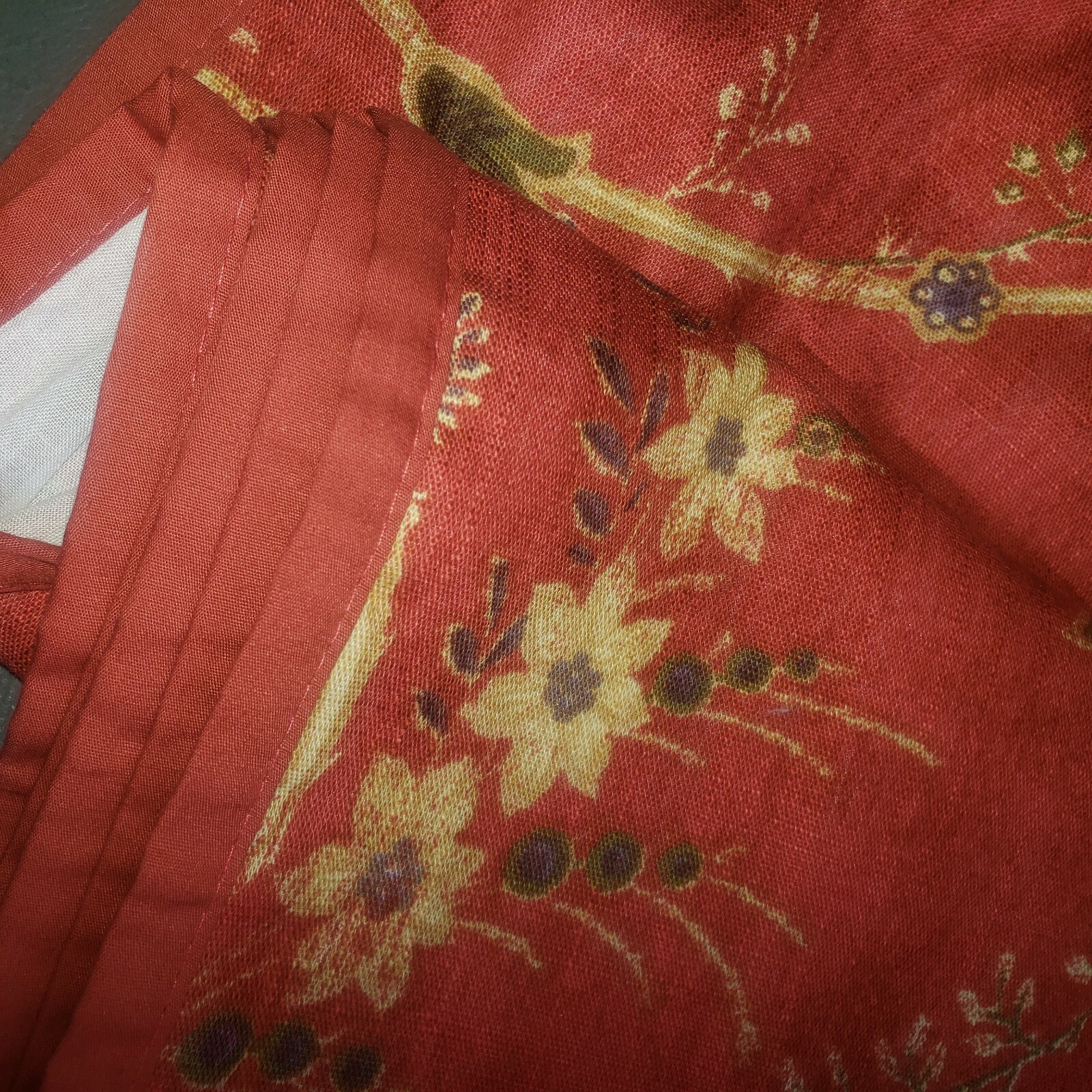 Cindy Crawford Matera Vine Tailored Valance JC Penney Floral Lined Paprika RED