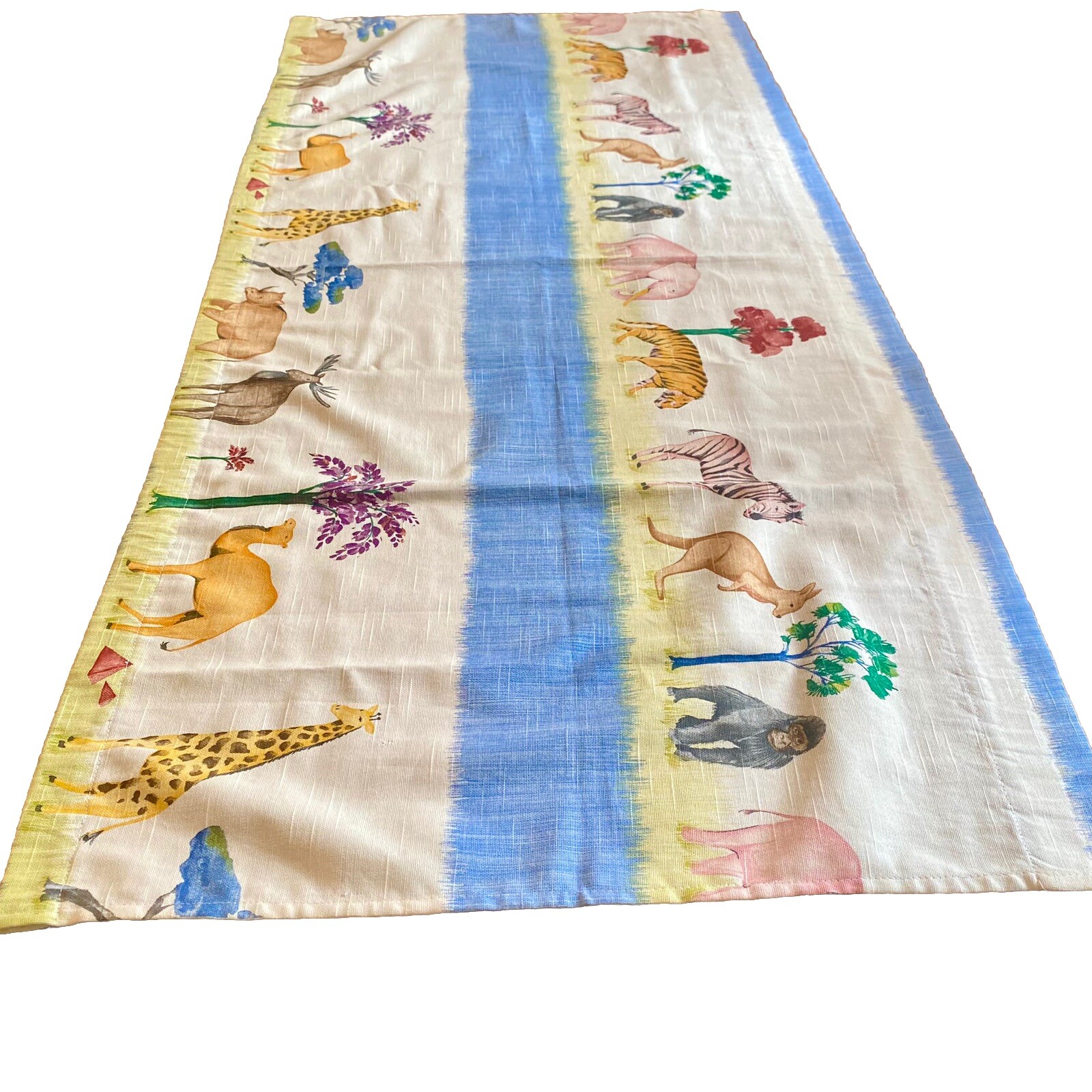 Waverly Animal Walk VTG Fabric Valance Kids Nursery Wild Jungle Safari 52 X 23