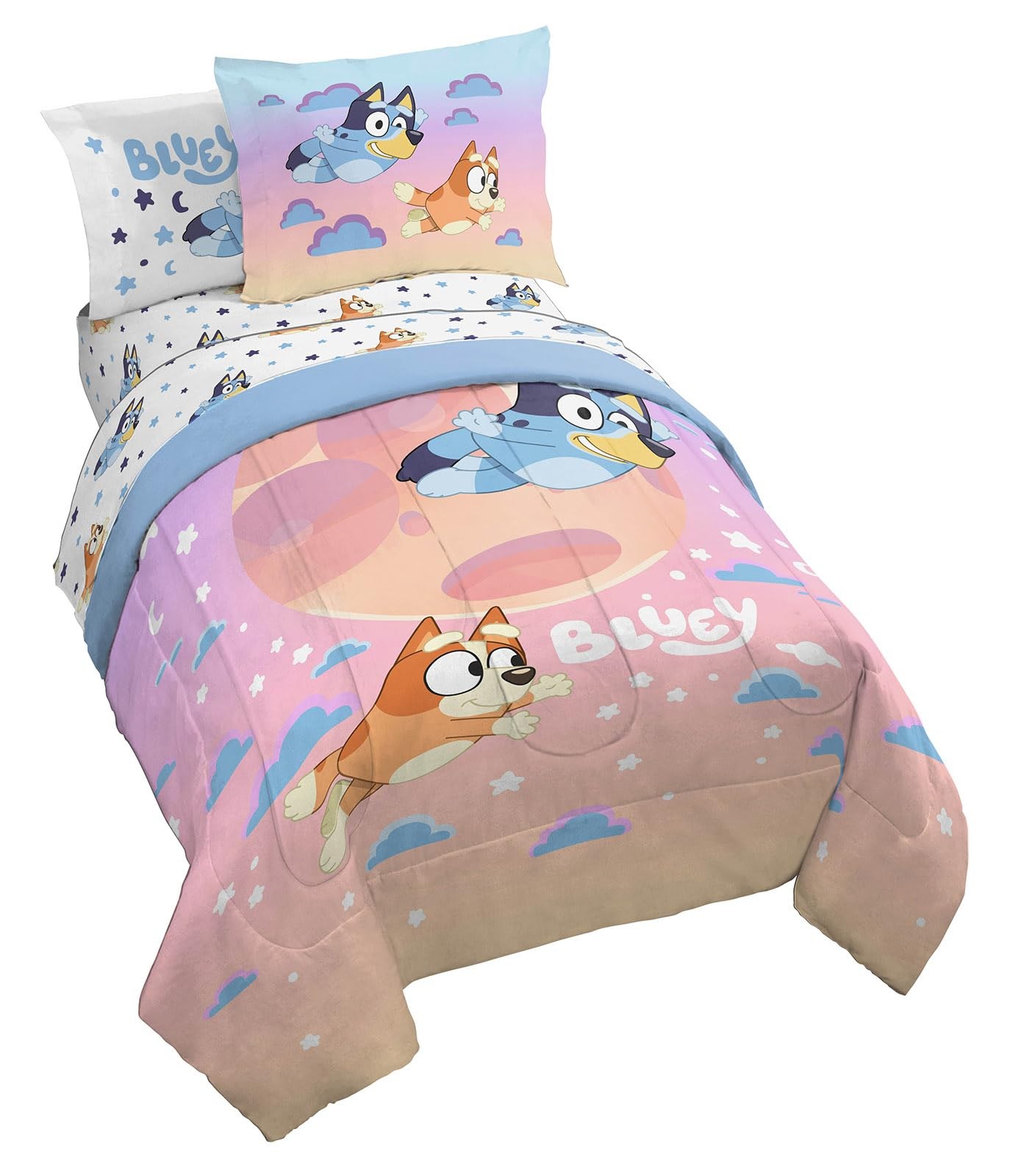 Jay Franco Bluey & Bingo Full Comforter Set – 7 Piece Bed Full, Multi –