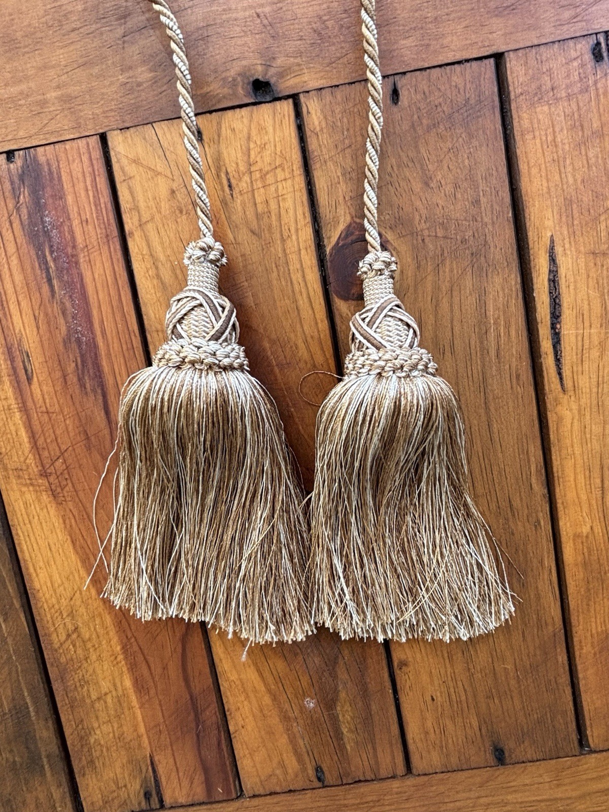 Gold Tassel Curtain Tie Back with Braided Cord 7″