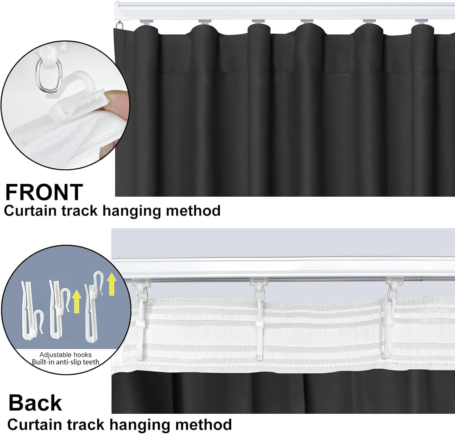 Room Divider Curtains, Blackout Ceiling Track Curtains with Hooks Wall Divide…