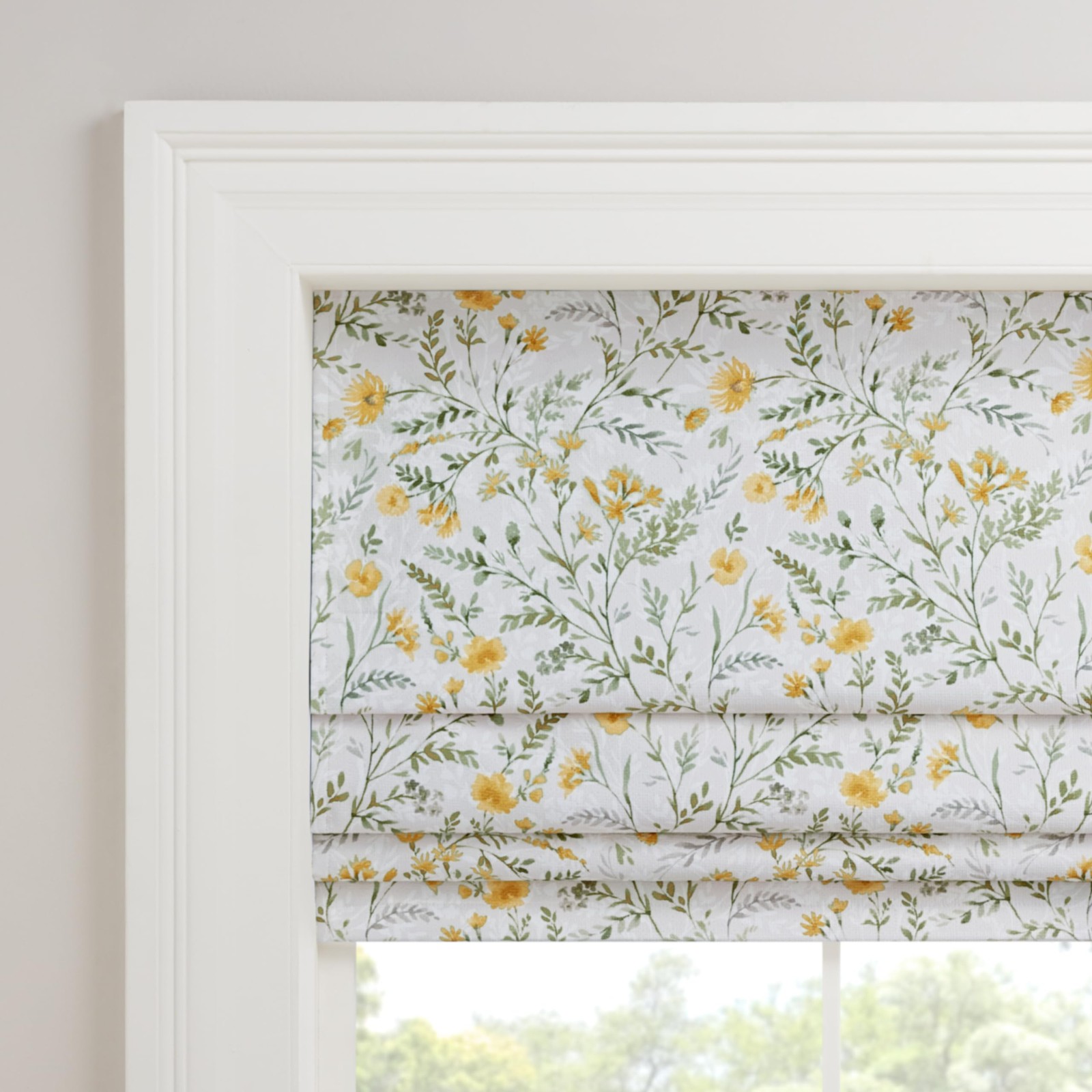 Eclipse Evangeline Botanical Roman Shade 31 in Wide x 64 in Long Aloe
