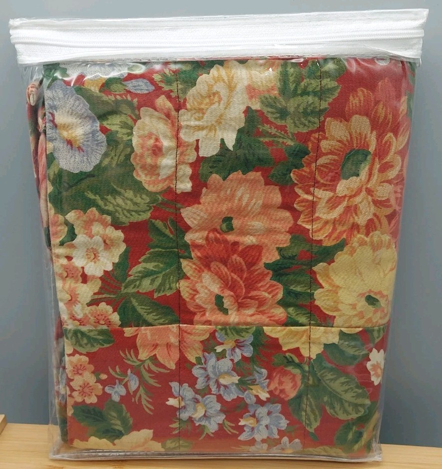 Waverly Villa Carlotta Cabernet Valance Burgundy Red Large Floral New 48″×19″