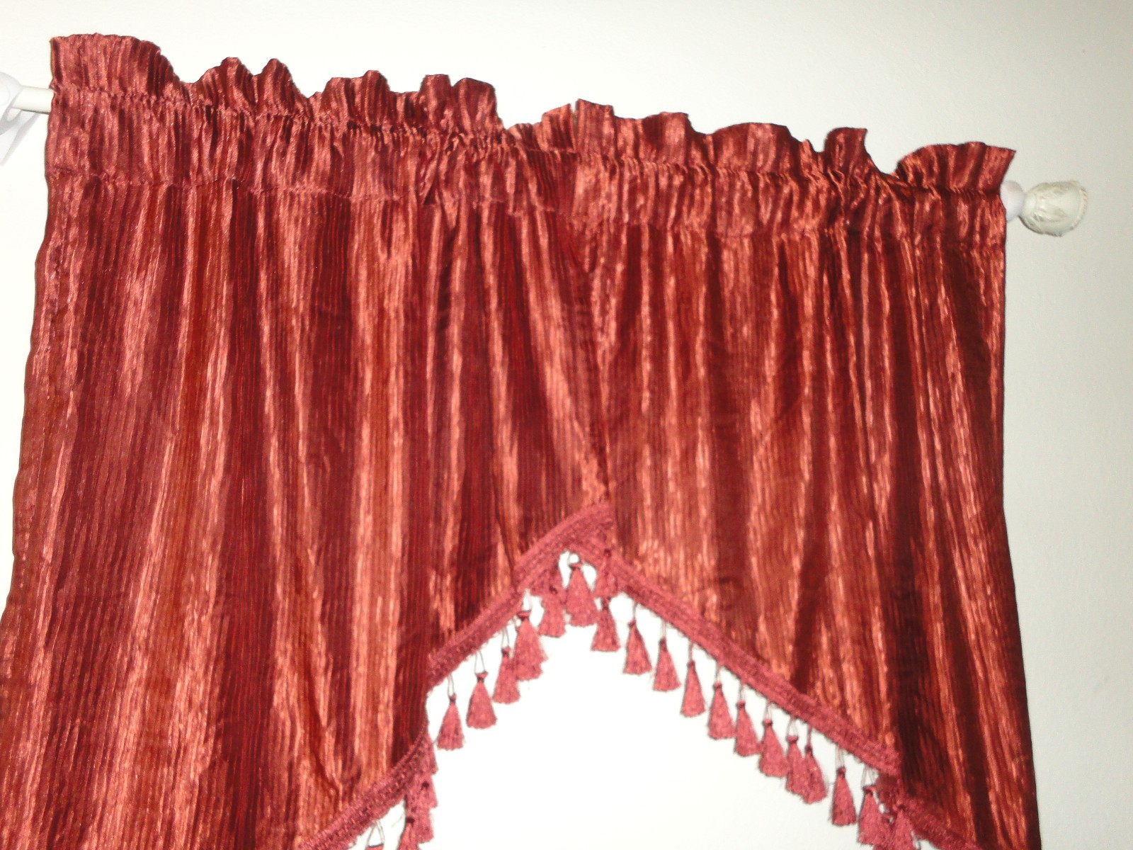 CHRIS MADDEN PLEATED CINNAMON RUST BURNT ORANGE (2PC) VALANCE SET 66 X 36