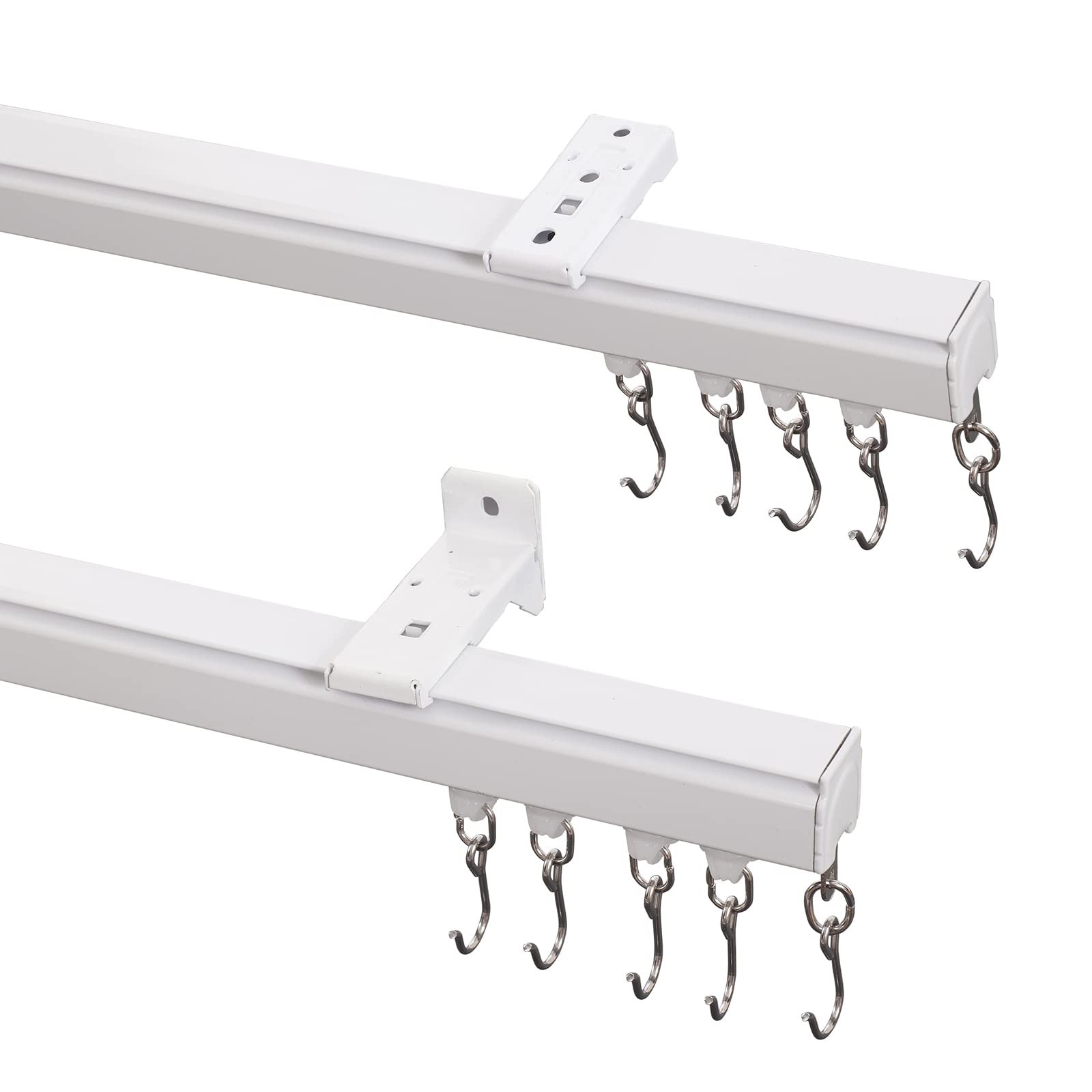 Ceiling/Wall Mount Curtain Track Rod Set with Hooks, 6ft – 9ft Adjustable Len…