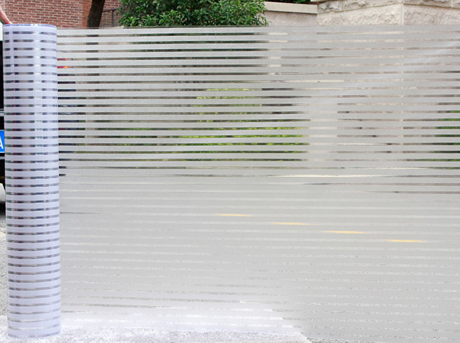 Stripe Frosted Glass Film Static Cling Office Bedroom Bathroom Home Window Tint