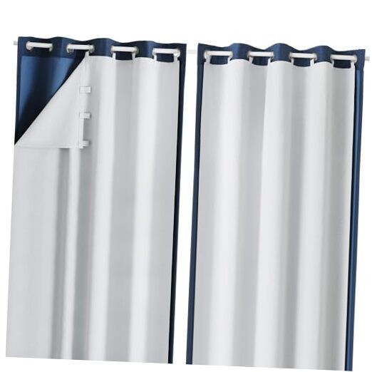 100% Blackout Curtain Liner 2 Panels Set 50″W x 92″L (Pack of 2) Greyish White