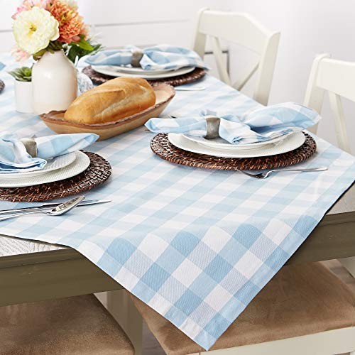 Buffalo Check Collection, Classic 104″ x 60″ (Rectangular) Light Blue & White