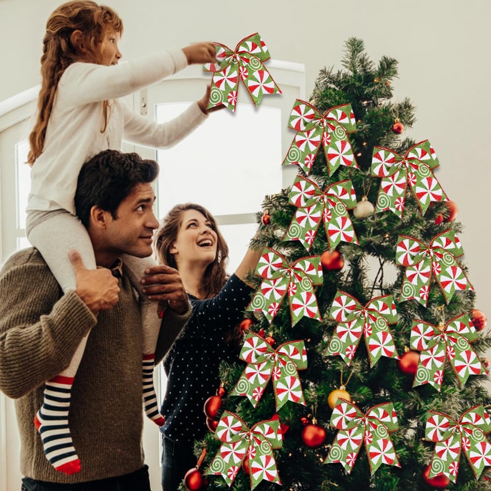 12 Lazos De 6.3 Pulgadas Grandes Para Arbol Adornos Decoracion Navidad En Oferta