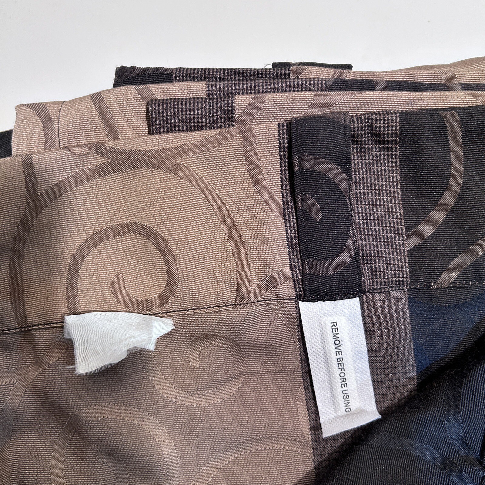 SPRINGS GLOBAL Black & Brown Swirl Design Curtains 2 Panels 50”x84”