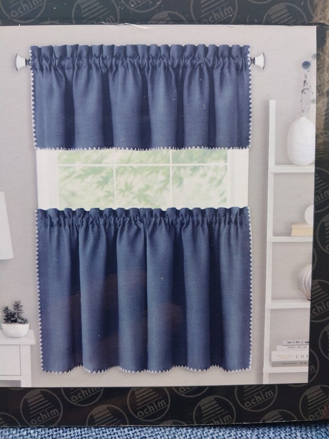 Achim 3 Piece Tier & Valance Set Blue/White