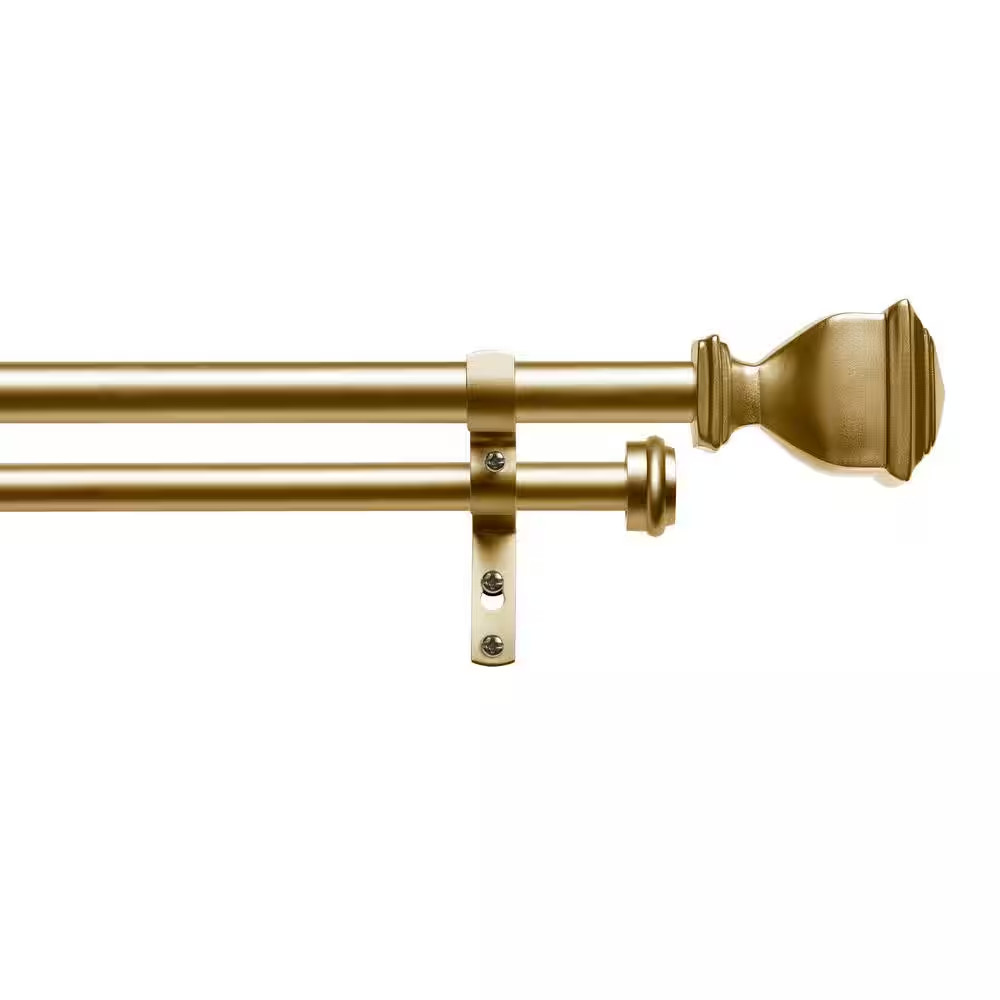 Napoleon 66 In. – 120 In. Adjustable 3/4 In. Double Curtain Rod Kit in Gold with