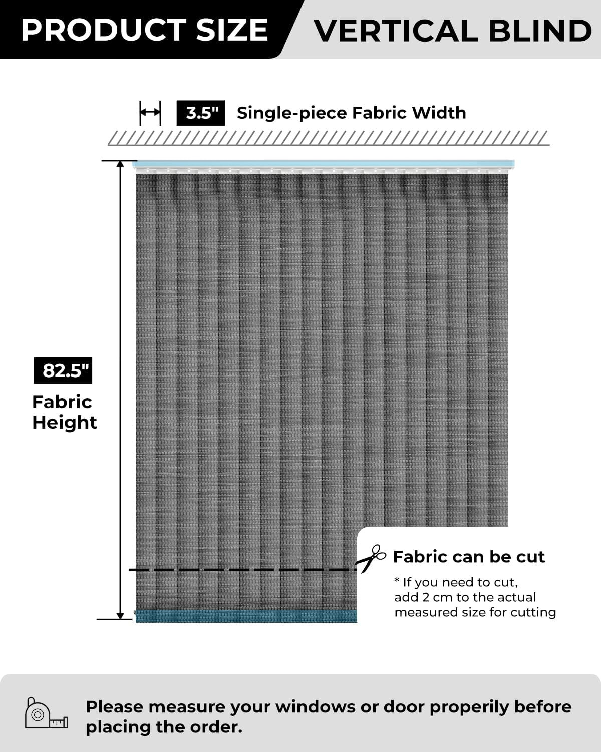 Vertical Blind Replacement Slats, 3.5×82.5 In, Black | Light Filtering Material,