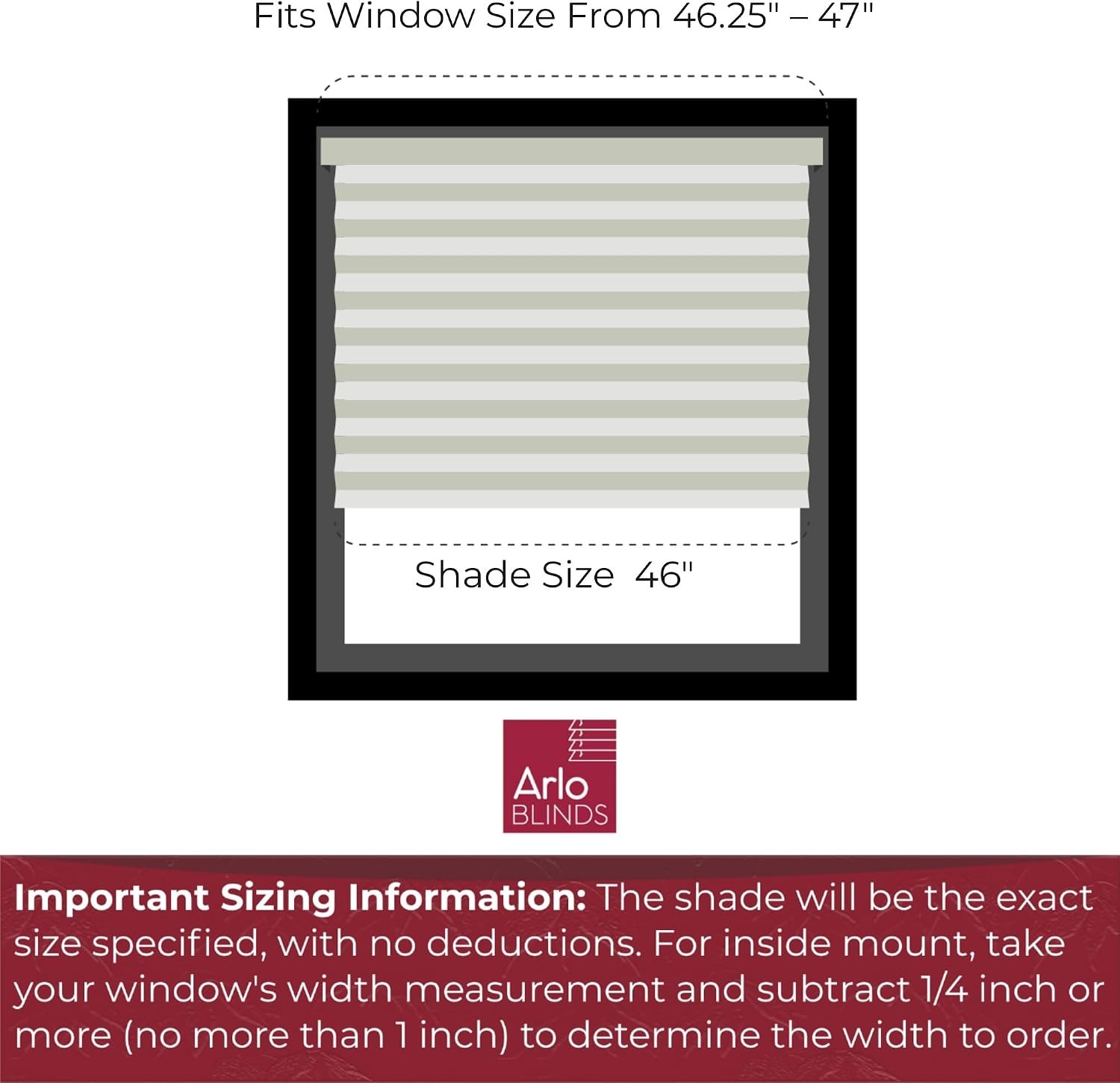 Single Cell Light Filtering Cordless Cellular Shades 46″ W x 60″ H