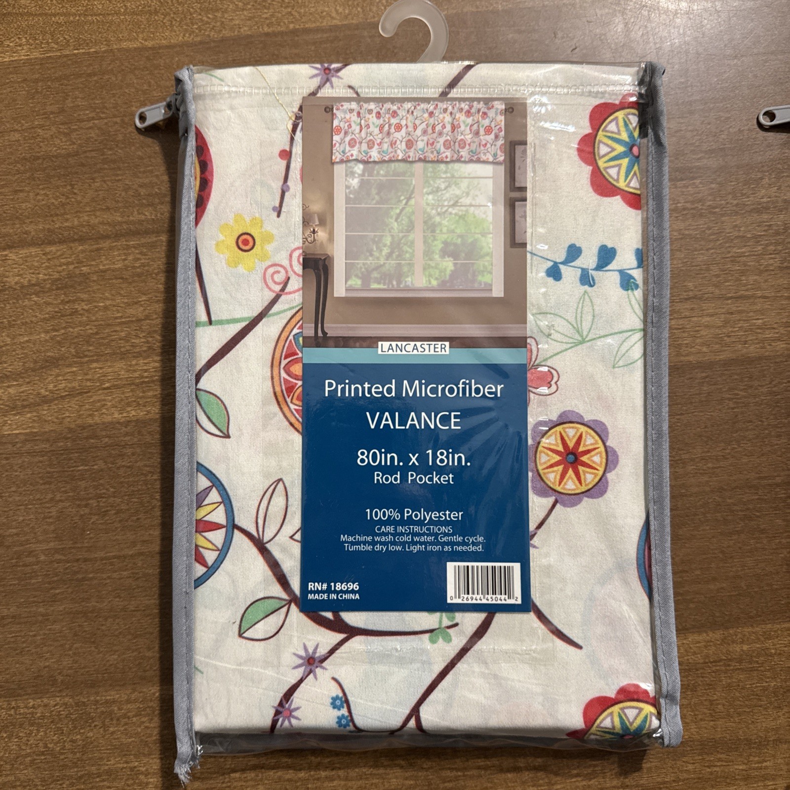 NWT Lancaster Printed Microfiber Valance 80×80 Inch, Floral & Birds, set of 2