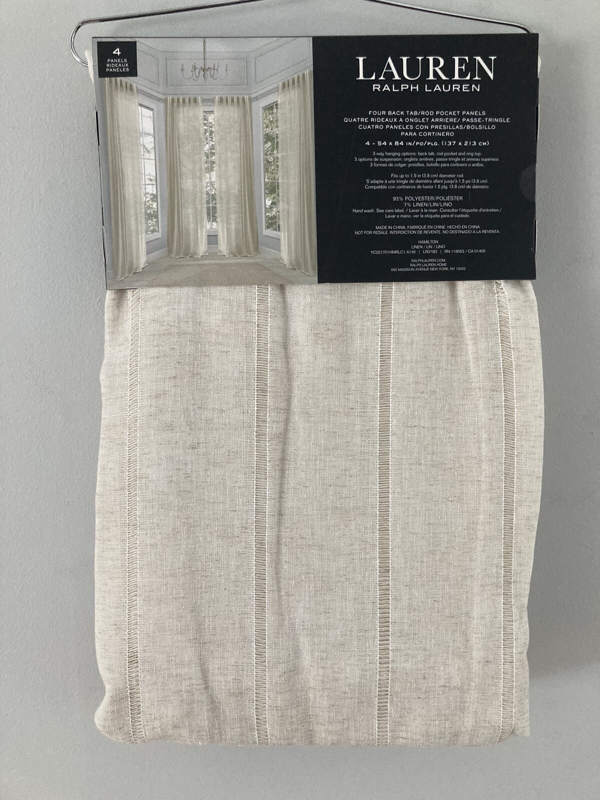 4 Ralph Lauren Back Tab Panels Curtains Hamilton Linen Natural Beige 54″ x 84″