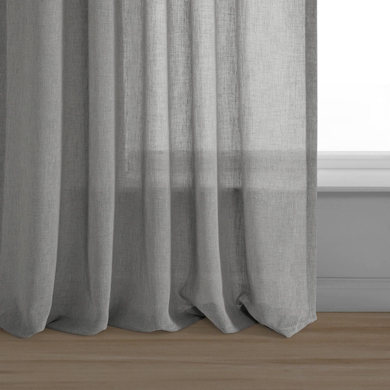 Solid Sheer Curtains For Living Room Linen Texture 50 X 108 (1 Panel), SHCH-S…