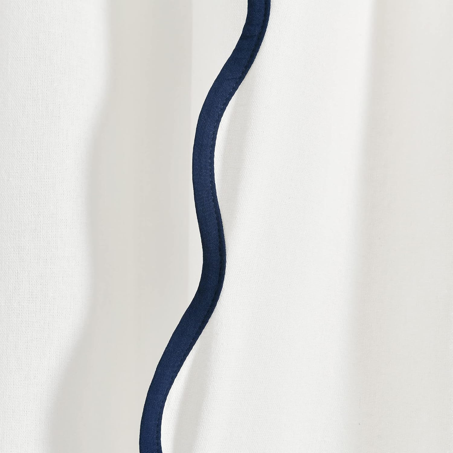 Coastal Chic Scalloped Edge Light Filtering Window Curtain Panels Pair, 52″ W X