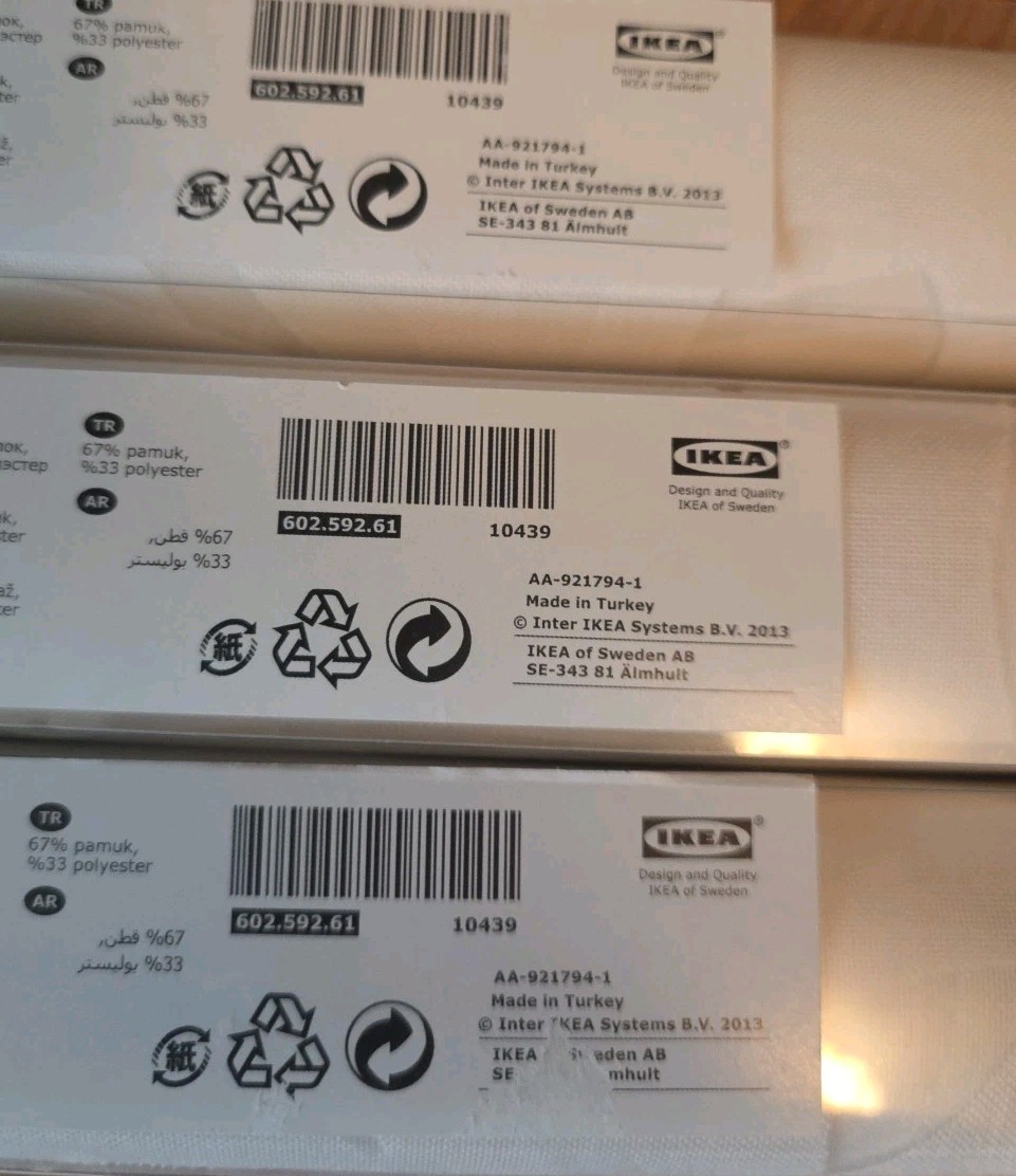 3 IKEA Varskona Window Blind Sliding Panel in White 60 x 300 cm 602.592.61