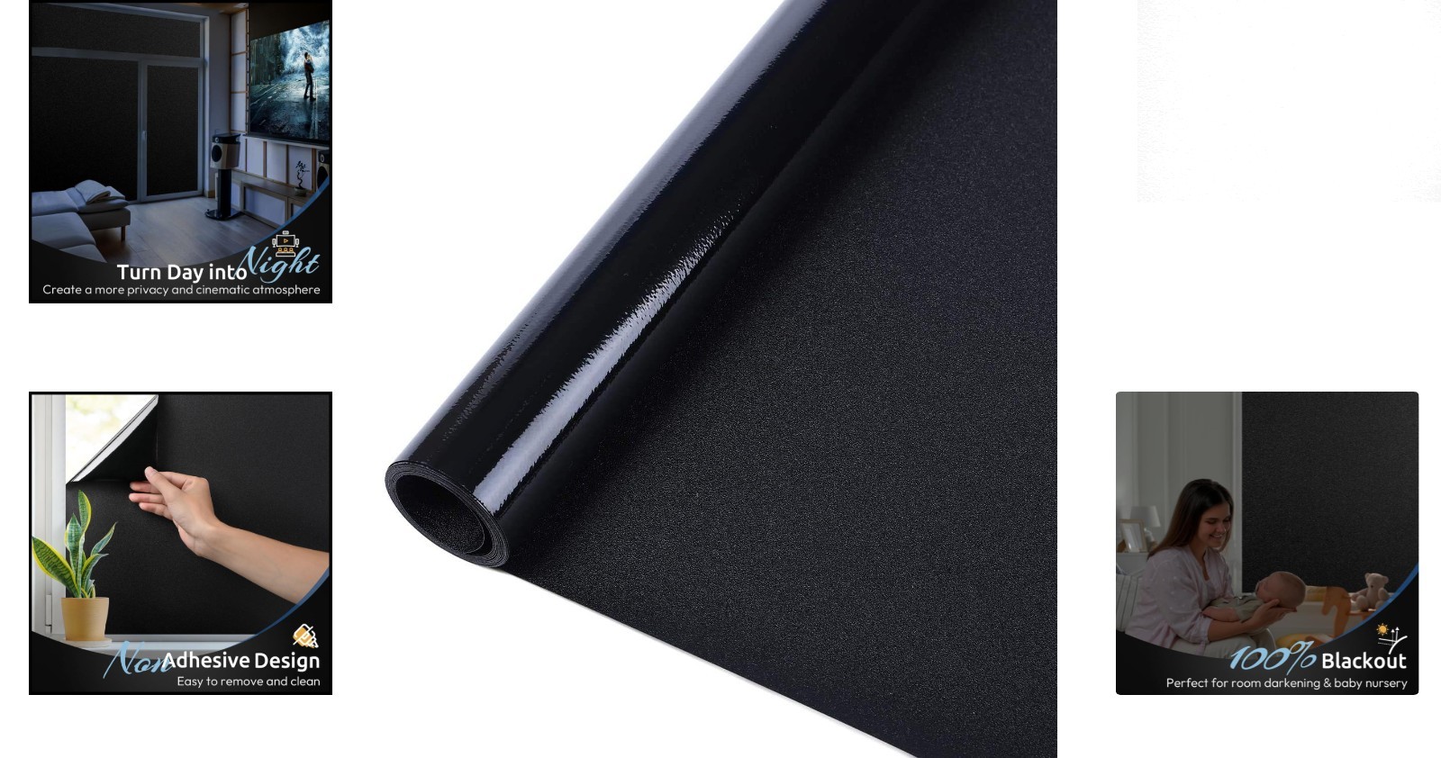 Versatile Blackout Window Covering – 17.5×78.7 In, Shadowy Privacy Film for Home