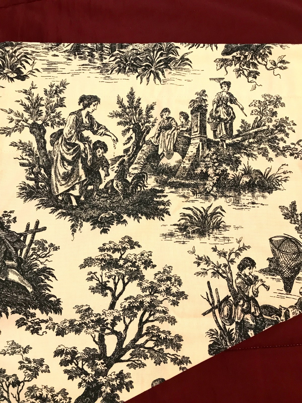 WAVERLY COUNTRY LIFE Black & Cream Toile 52”x 20” ASCOT Window Valance “NEW”