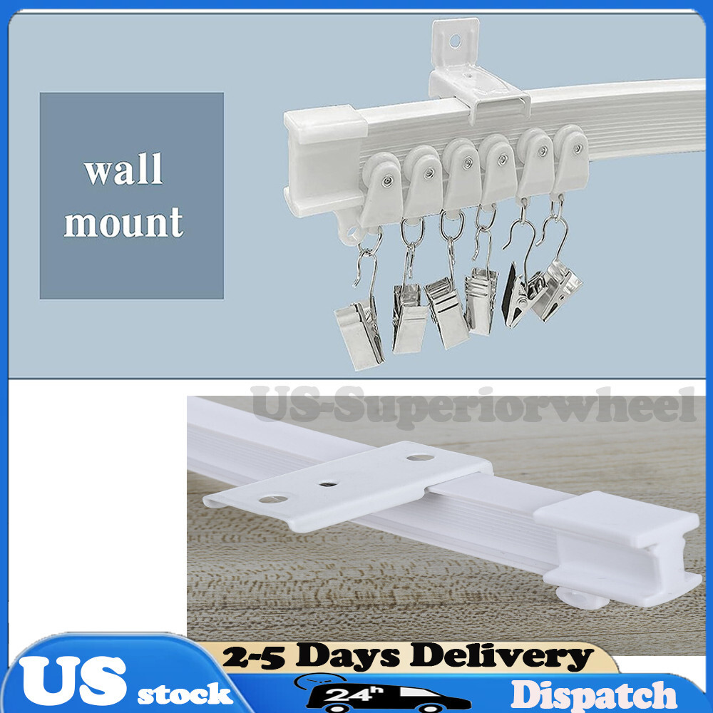 Wall Curtain Track Window Rod Pole Rail System Flexible Rail Track Mount US