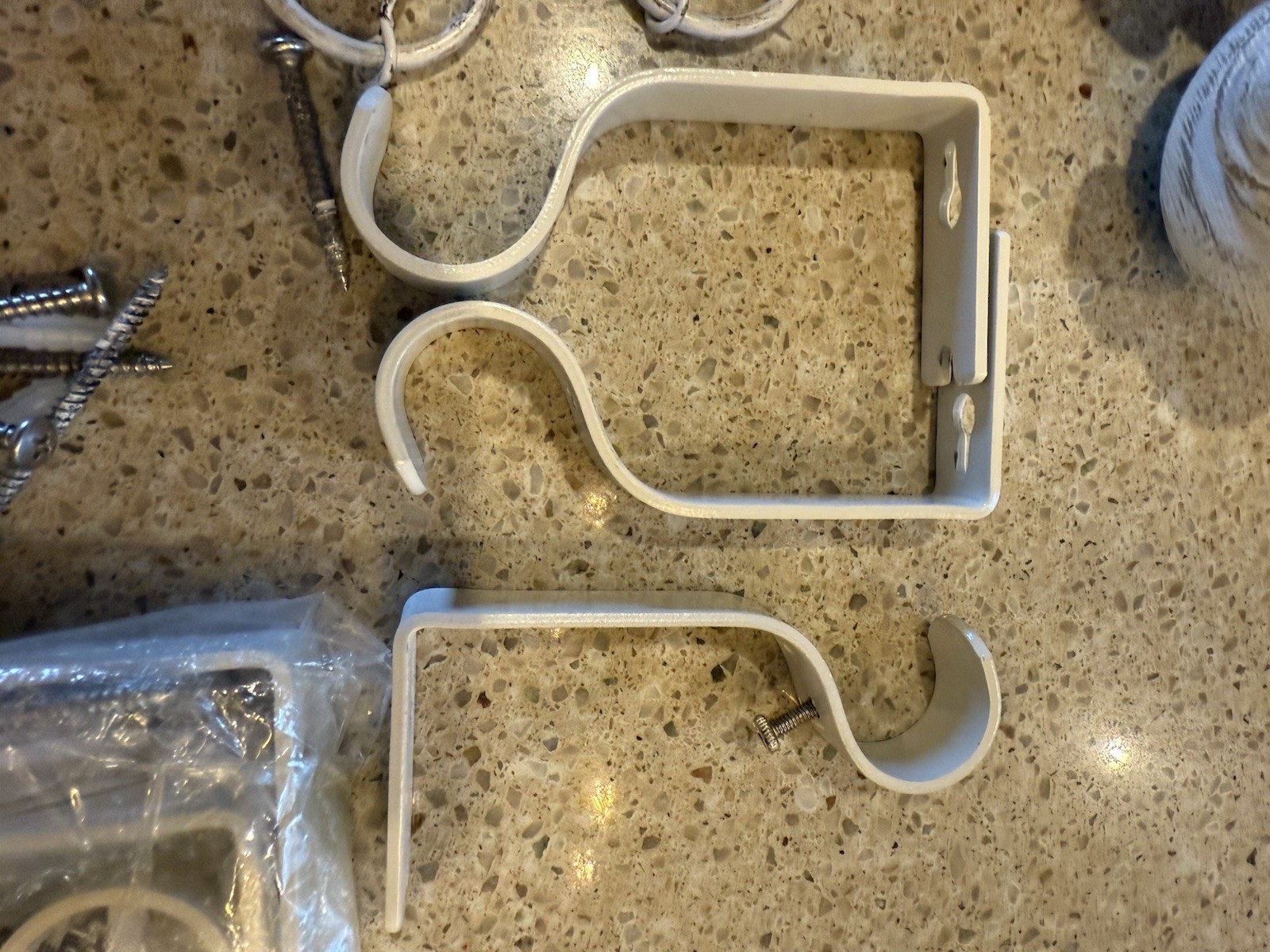 Unbranded Lot Of Finials, Curtain Clips , and Hardware All Antique White Finish
