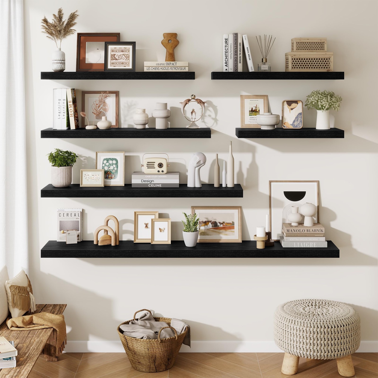 Fun Memories 55 Inch Fireplace Mantel Shelf, 10 Inch Deep Shelves for Display…