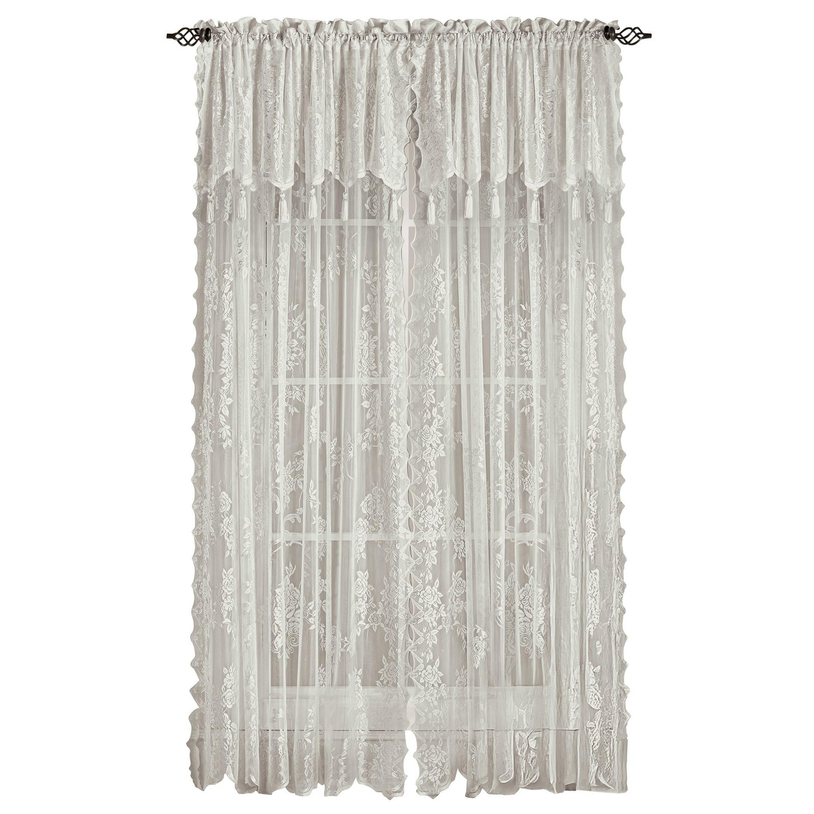 Stylemaster Home Products Carly Lace Panel with Attached Valance, 56″ X 84″, …