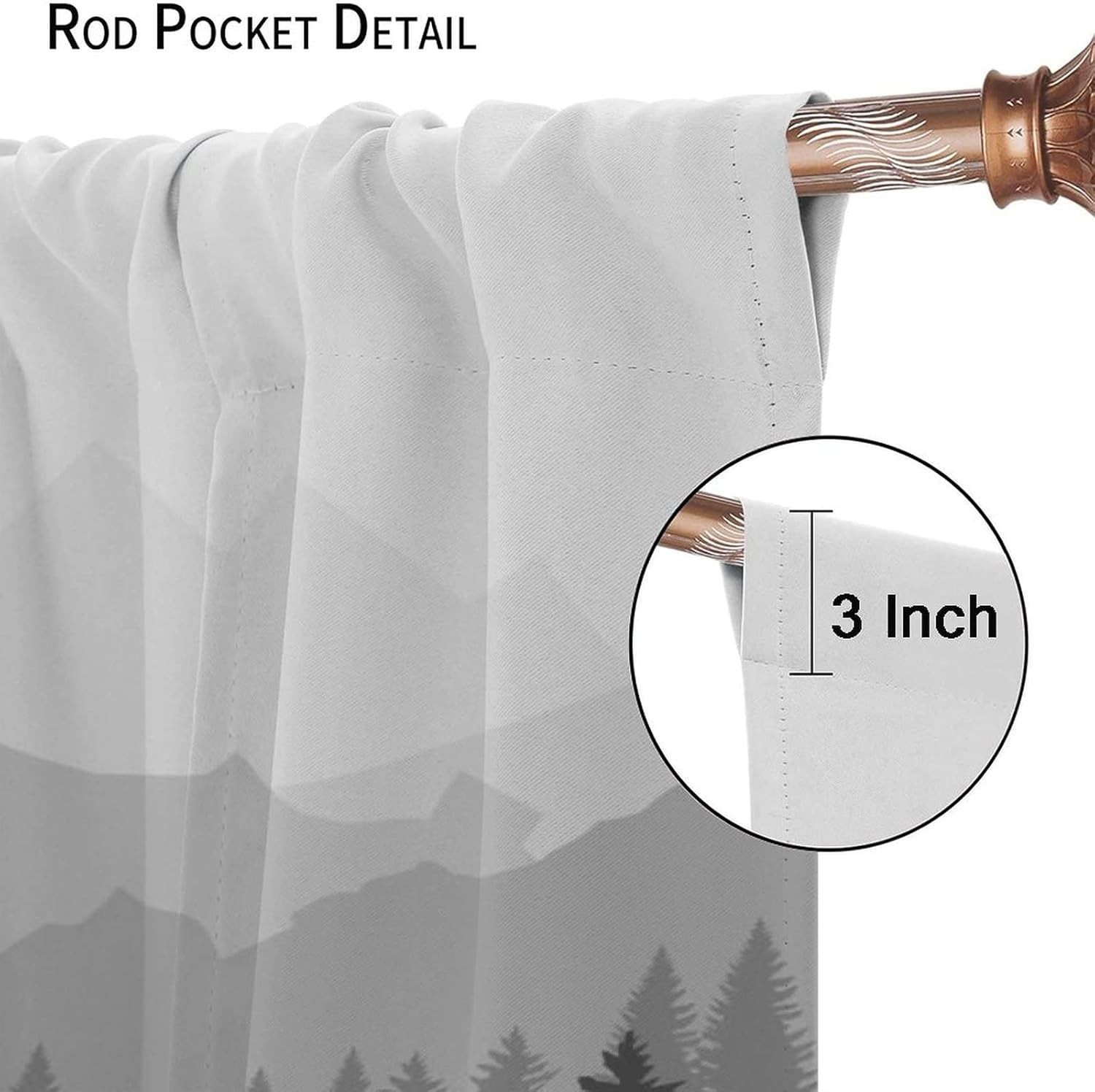 Ambesonne Forest Curtains, Wilderness Pattern with Many Trees Nature 108″ X 84″.